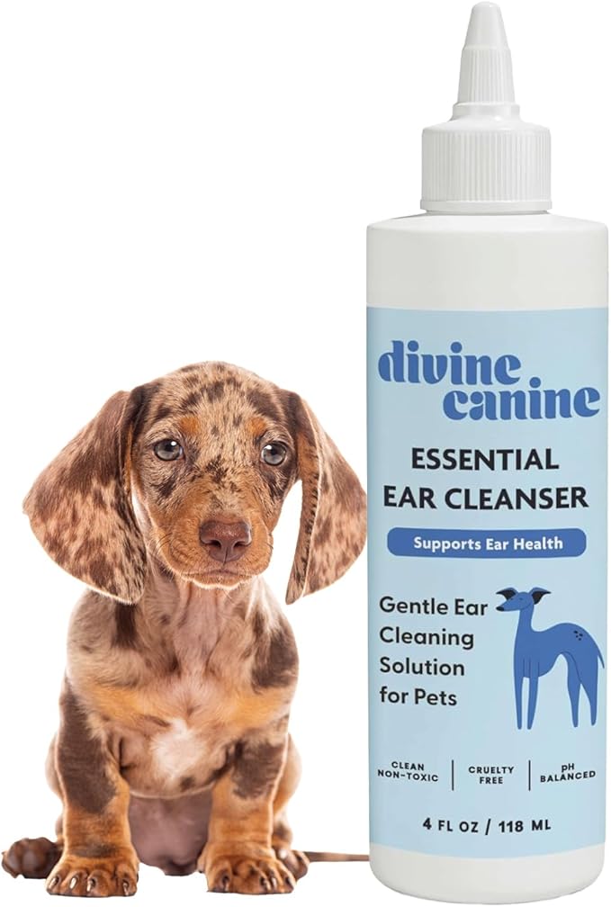 Dog Ear Cleaner - 4 Fl Oz of Dog Ear Wash - Drops to Dissolve Wax, Combat Odor, and Support Healthy Ears - Made with Chamomile, Honey, and Aloe - Made in the USA