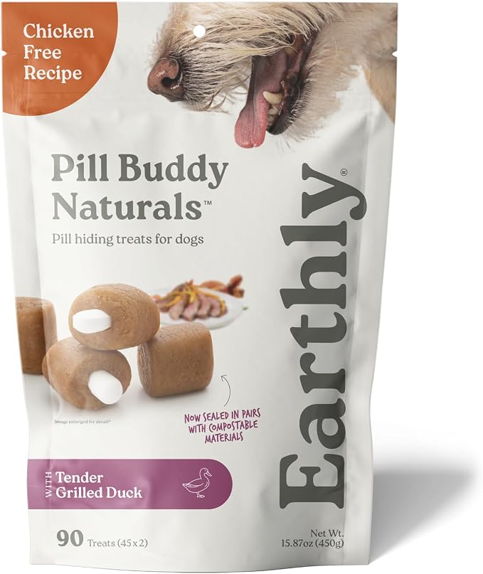 Presidio Earthly Pill Buddy Naturals - Duck (Chicken-Free) Pill Hiding Treats for Dogs - Pill Pocket for Any Size Medication - 90 Servings
