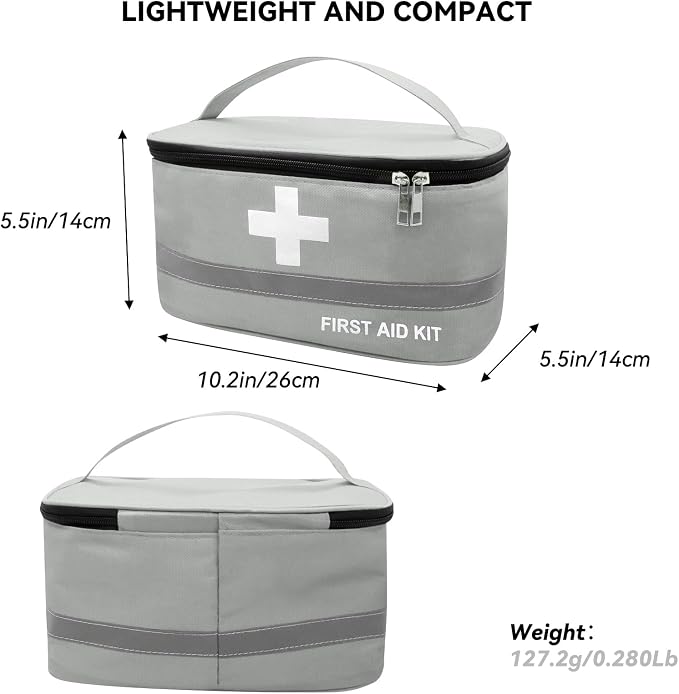 Faylapa Empty First Aid Bag, 10.2x5.5x5.5 inches Portable Outdoor First Aid Medical Storage Bag, Multi-Function Emergency Medicine Storage Organizer for Home Outdoor Travel Car Camping Hiking