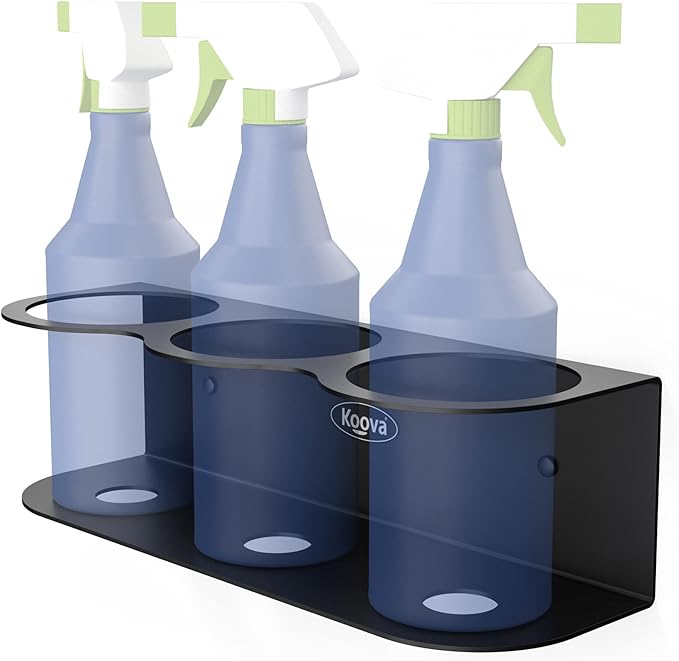 3 All-Purpose Spray Bottle Holder | Easy Install Wall Mount Hardware Included | Heavy-Duty Powder Coated Steel Storage Rack for Garage And Home | Craft Workspace Paint Bottle Organizer USA Made