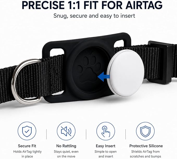 Dog Tracker Holder, Silicone Protective Case for Air Tag, Waterproof Pet GPS Tracker Cover, Soft Collar Attachment for Dogs, Secure Fit, Lightweight Pet Tracking Accessories
