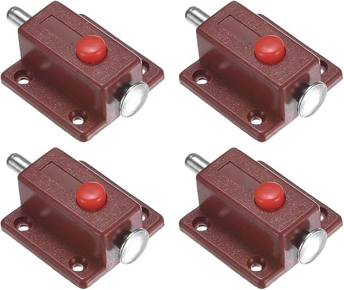 Press-to-Unlock Spring Latch for Cabinet Drawer Pet Door Tool Box Storage Chest(Brown)
