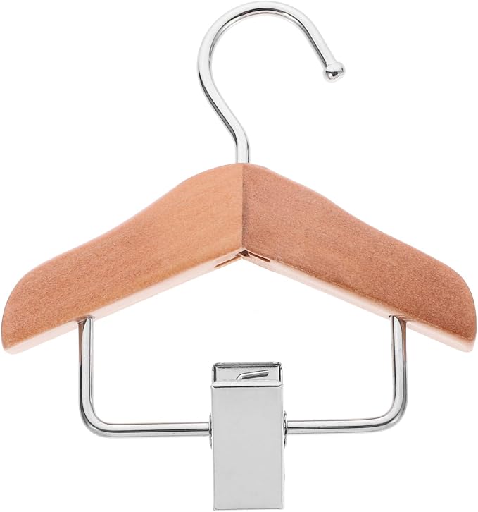 Happyyami Wooden PET Clothes Hanger Rack Mini Size Dog and Cat Apparel Clip Hanger Sturdy Hanging Support for Puppy and Kitten Outfits