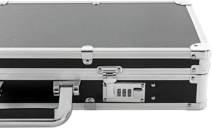 Professional Barber Case, Beauty Salon Barber Box with Secure Numlock, Hair Stylist Tool Kits Organizer Portable Barber Travel Carry Case for Clippers and Supplies Storage (Black&Silver)