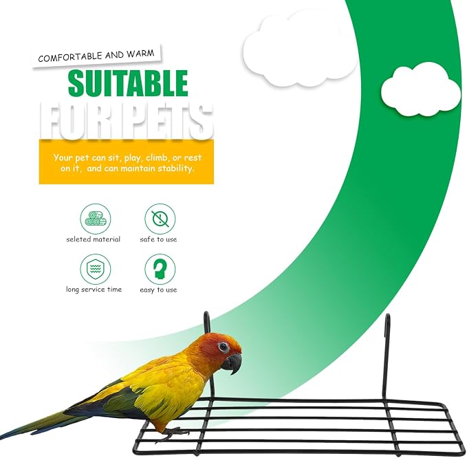 Happyyami 1pc Wall Shelf for Pet Parrots Sturdy Hanging Perch Hooks Bird Stand for Climbing and Displaying Items Easy to Install Frame