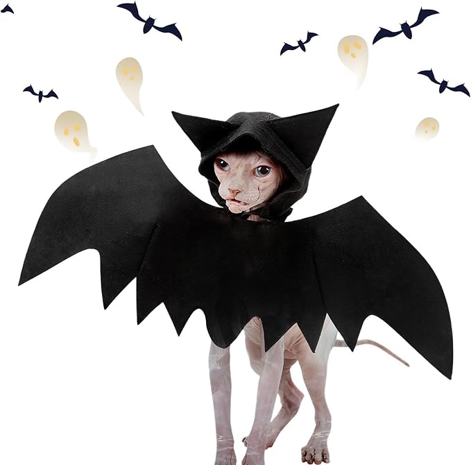 Bat Costume for Cats with Hat, Cute Realistic Felt Dress Up Accessories | Festival Dog Apparel Party Props for Holiday Party Celebration Cosplay Walking Daily Wear