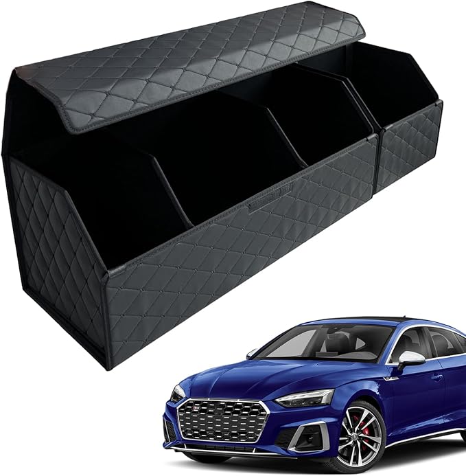 Car Trunk Organizer for For Audi S5 - Custom Fit,Easy Installation，Large Space Outdoor Trunk Organizer with Leather,Hook and Loop Fastener,4-Layer Cover,For Audi S5 2018-2025