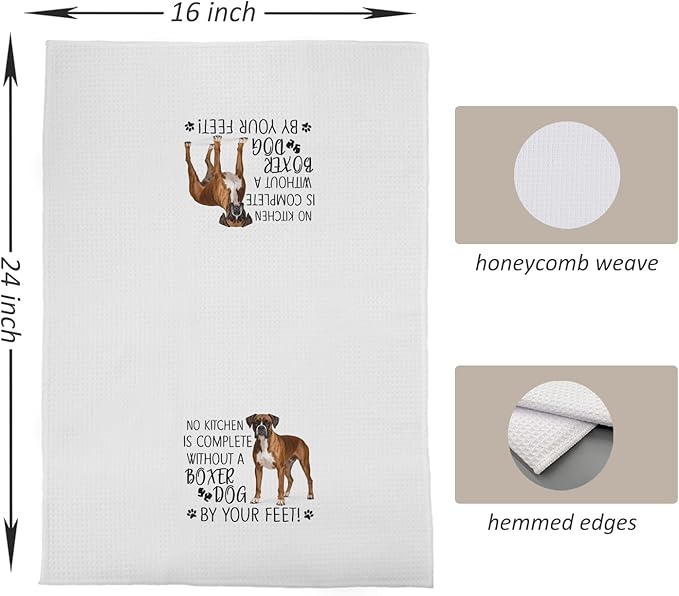 Boxer Dog Kitchen Towels Decor - Boxer Dogs Gifts for Dog Lovers Women, No Kitchen is Complete Without These 16x24 Hand & Dish Towels
