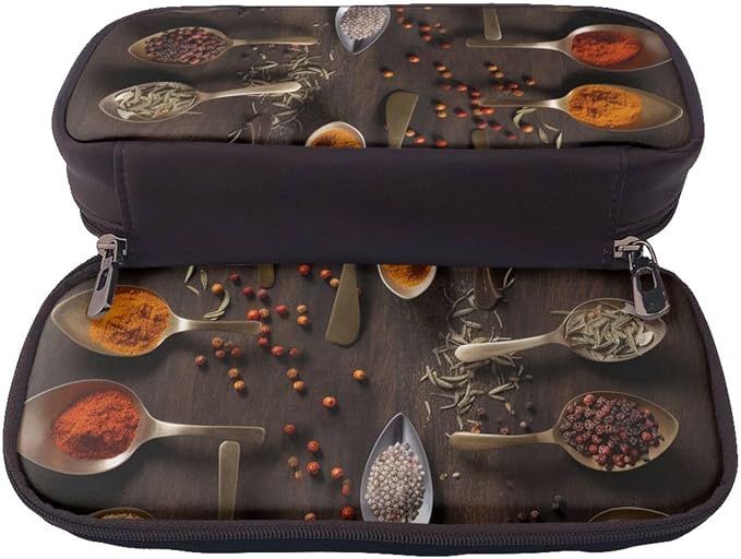 Leather Pencil Case Organizer Big Capacity Pencil Pouch Storage Bag With Compartments Cute Pencil Bag Various Spices Pen Box Portable Cosmetic Makeup Bag Organizer