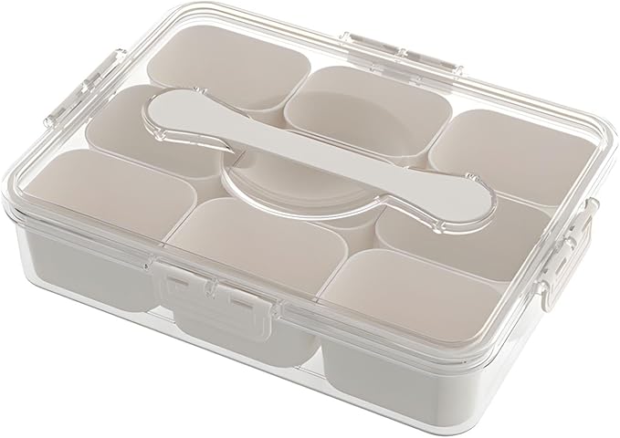 9 Compartment Food Storage Container with Clear Lid for Spices Dry Goods and Snacks Home Organization Dry Food Storage Container