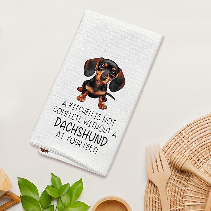 Funny Dachshund Kitchen Towels Dish Cloths, Dog Decorative Hand Towel Drying Cloth for Bathroom Baking, Wiener Gifts for Dog Lover, Friend, Woman, 16x24 Inches -32