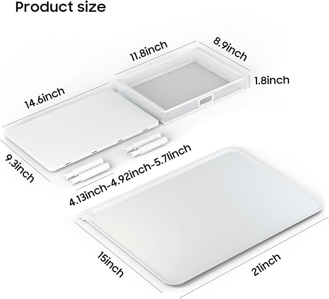 W‌SOWX Adjustable Automatic Cat Feeder Stand, Elevated Cat Food Stand,White | With Drawer and Cat Food Mat,Raises Feeder/Bowls by 4.1"/4.9"/5.7",Relieves Spine and Joints Noticeably on Pets-Sturdy Metal
