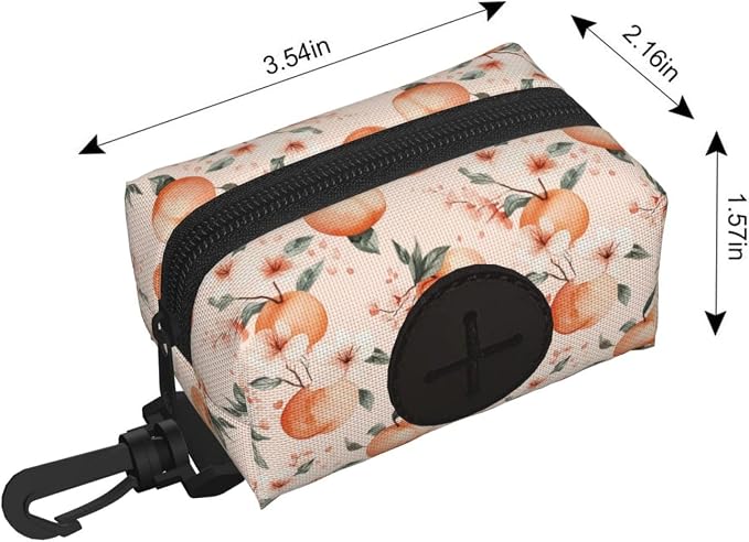Pinkl Peach Flower Pet Waste Bag Dispenser 0.2L | Portable Dog Poop Holder Waste Bag With Zipper Park Doggy Walking Accessory