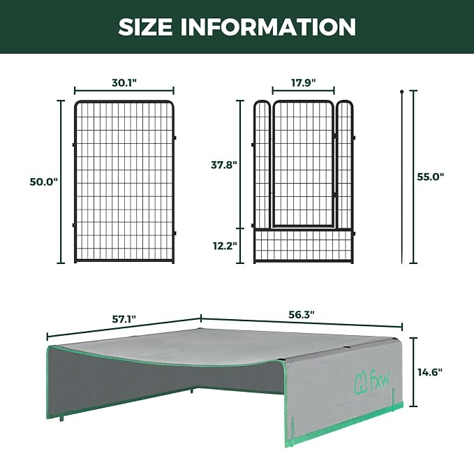 FXW Rollick Dog Playpen with Sun Shade, 50"H, 16 Panels | Heavy-Duty & Easy setup Play Area, UPF 50+ Cover Blocks 98% of UV Rays, For Ultra Large Dogs, Patented