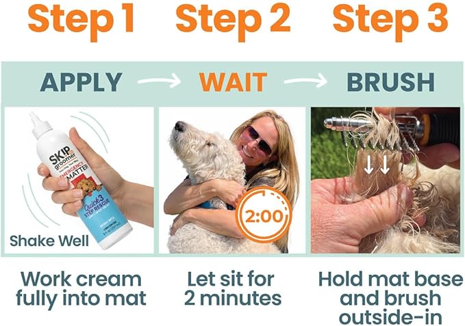 Emergency Dematter Cream for Dogs – Dematting Cream for Goldendoodles, Poodles & Doodles, Helps Remove Tight Mats & Tangles, Apply Wait Brush Technique, At-Home Grooming – 8 oz