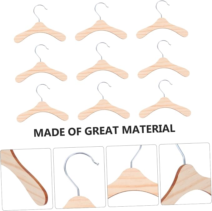 MERRYHAPY 10pcs Wooden Pet Apparel Hangers Dog Clothing Rack Lightweight and Portable Pet Costume Organizer for Dogs and Cats Easy to Install Natural Wood Finish