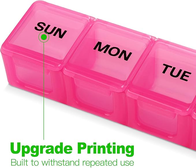 Pill Organizer 7-Day Weekly Pill Organizer | Portable Medicine, Daily Pill Cases for Pills/Vitamin/Fish Oil/Supplements
