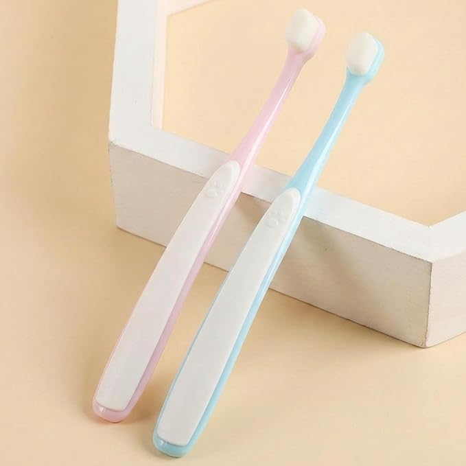 Small Dog Toothbrush, Cat & Puppy Tooth Brushing Kit, Ultra Soft & Mini Head Tooth Brush for Kitten & Tiny Pet, Doggy Toothbrushes Deep Dental Teeth Cleaning, Soft Bristles, 1 PCS - Pink