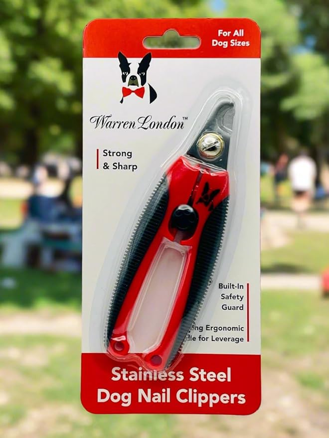Warren London Dog Nail Clippers for Small Medium & Large Dogs – Professional Pet Nail Trimmer with Stainless Steel Blade, Safety Guard & Non-Slip Ergonomic Handle for Safe Easy Grooming