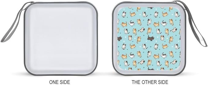 DVD Storage for 40 Movies, Cute Cat Blue Hard Plastic CD DVD Disc Cases | Disc Holder Organizer Binder, Cute Cat Blue, Portable for Travel Home Office