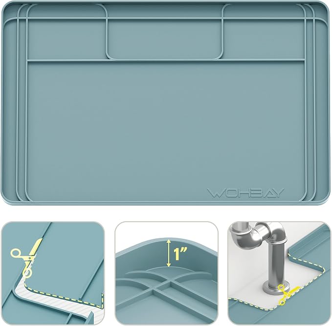 Under Sink Mats for Kitchen Waterproof 34"x22",Teal | Cut to Fit Design for Various Sizes, Leak-Proof Cabinet Protection,Durable Silicone Material,Versatile Home Use