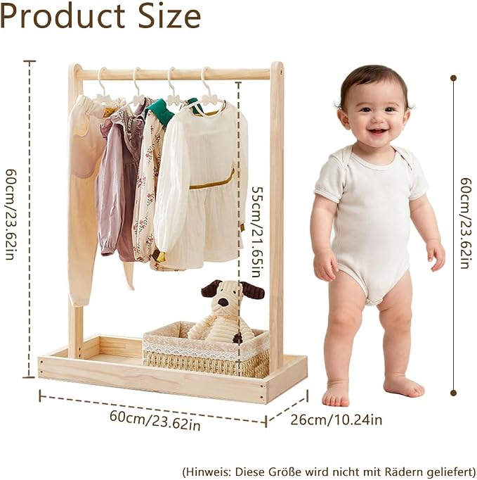 Baby Garment Rack, Kids Clothing Rack with Storage Shelf & Hanging Rod | Mini Closet Rack, Children Clothes Garment Rack, for Bedroom,Playroom,Nursery,Laundry, Pets Clothing Rack for Dogs Cats Dolls