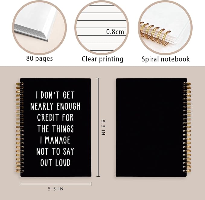 LIANGW Sarcastic Notebooks for Work, Funny Notebooks Journal | Funny Office Gifts for Coworkers, Funny Notebooks for Work, Office Humor Gifts Spiral Notebook Journal 5.5x8.3 Inch