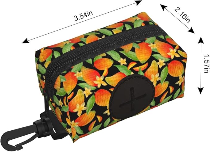 Mango Flower Pet Waste Bag Dispenser 0.2L | Portable Dog Poop Holder Waste Bag With Zipper Park Doggy Walking Accessory