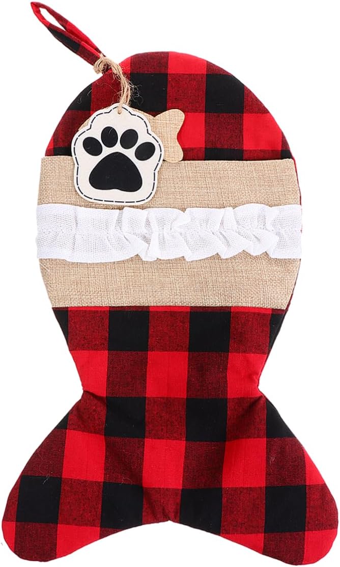 VILLCASE Christmas Pet Stocking Gift Bag Cloth Decorative Storage Pouch | Exquisite Lovely Design, Multi-purpose Use for Decorating Trees and Restaurants, Practical Holiday Storage