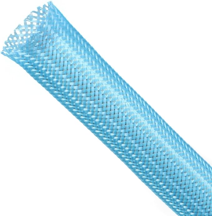 Braided Expandable Cable Sleeve, PET Wire Loom, Flexible Mesh Sleeving Cord Management for TV, Computer, Home Theater, Automotive, Protect Cat from Chewing Cords (Blue, 13/16" x 25ft)