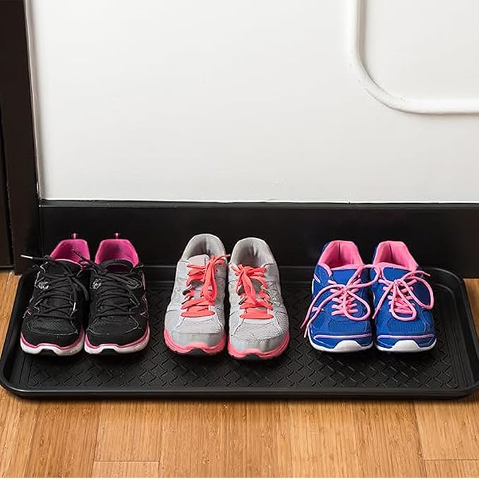 Finorder Multi-Purpose Boot Trays, 2 Pack, 30" x 15" x 1.2", Black | All Weather Heavy Duty Shoe Trays & Mat for entryway, Indoor and Outdoor, Waterproof Pet Feeding Mat