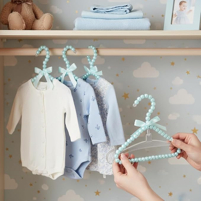 SOIMISS Mini Pearl Hanger with Ribbon Pet Clothes Hanger for Dogs and Cats Small Dog and Cat Clothing Organizer Rack for Displaying Outfits at Home Pet Store or Grooming Salon 4 Pack
