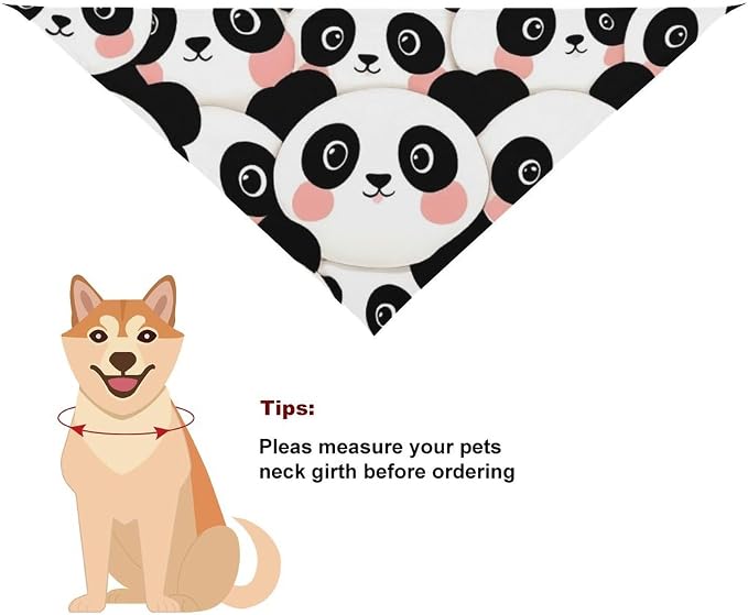 Lightweight Portable Triangle Handkerchief Cute Cartoon Pandas for Dogs and Cat Fashion Accessories, Summer Casual Comfy Pet Scarf