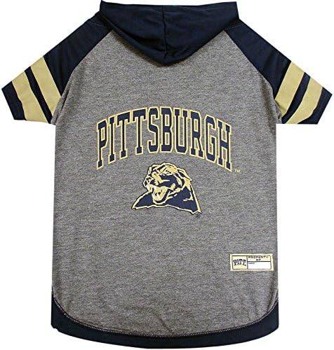 NCAA PTTSBURGH Panthers Hoodie for Dogs & Cats, X-Small Collegiate Licensed Dog Hoody Tee Shirt. Sports Hoody T-Shirt for Pets. College Sporty Dog Hoodie Shirt.