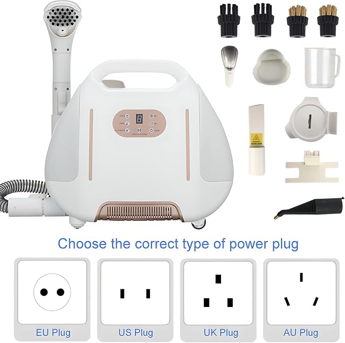 Rolling Upholstery and Carpet Cleaner with Steam and Vacuum, Digital Touch Screen, Detachable Water Tank, Portable Handle, Hose and Wire Storage Rack for Pet, Couch, Rug, Floor