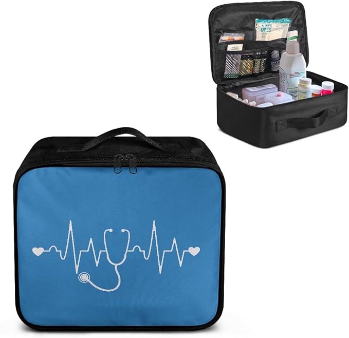 First Aid Bag Empty Medium Medical Bag Nurse Stethoscope Blue Travel Medicine Kit Bag for College Dorm Student Medical Supplies Organizer Bag Portable Kit for Traveling