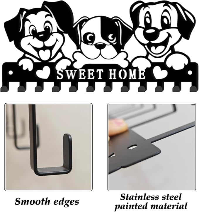 Personalized Dog-Themed Wall-Mounted Metal Key Holder, Suitable for Home Entryways, Living Rooms, Bedrooms, Kitchens, Bathrooms, Gardens and More