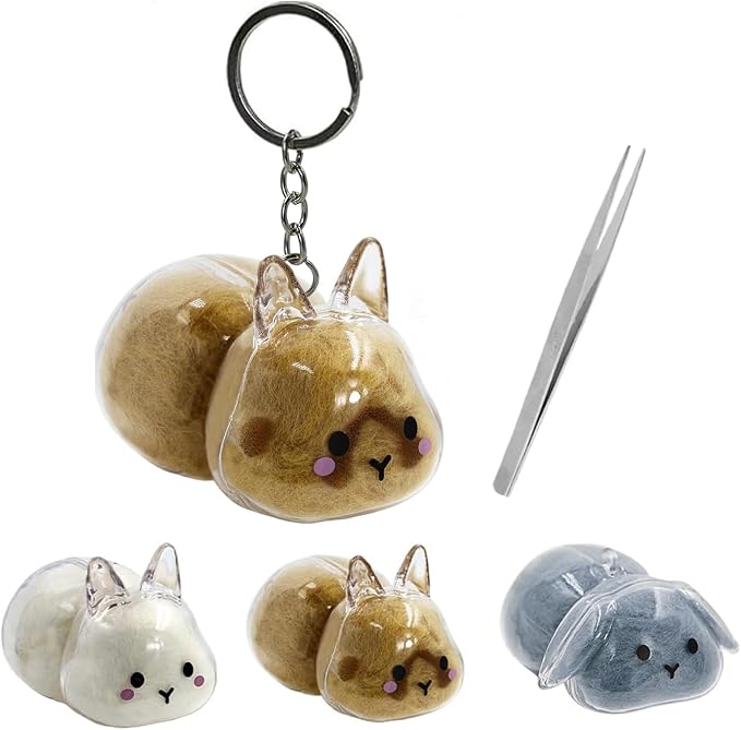 Rabbit Hair Keychain Transparent Pet Fur Keepsake with Tweezer | Portable Rabbit Fur Keychain DIY Pet Hair Memorial Keepsake Bunny Hairs Collector Charm Storage Box, Rabbits Lover Gifts