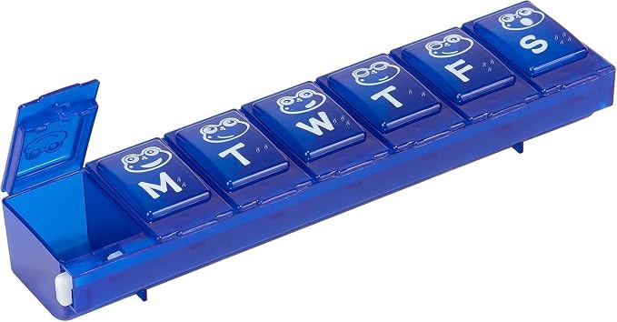 EZY DOSE Kids Weekly (7-Day) Pill Case, Medicine Planner, Vitamin Organizer Box, Large Locking Compartments to Secure Prescription Medication and Prevent Accidental Spilling, Color May Vary, BPA Free | Vitamin & Supplement Medicine Box for Kids, Conven...