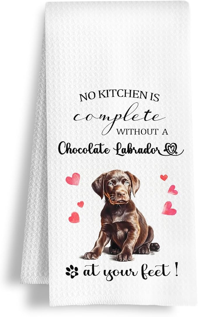 Chocolate Labrador Retriever Gifts Kitchen Towels, Chocolate Lab Gifts for Women Men, Gift for Labrador Dog Lovers Decorative Dish Tea Hand Towels for Kitchen, 16x24 Inch