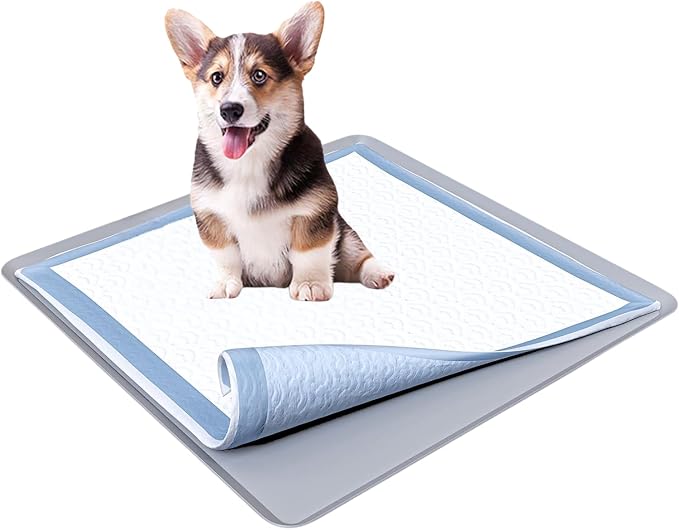 Dog Pee Pad Holder - Fits Up to 24” x 24” Pee Pad - 1 Pack - Light Grey | Stable Grip, Soft Edges, Quick Wipe Silicone Surface, Dog Pad Holder for Indoor Flooring Protection