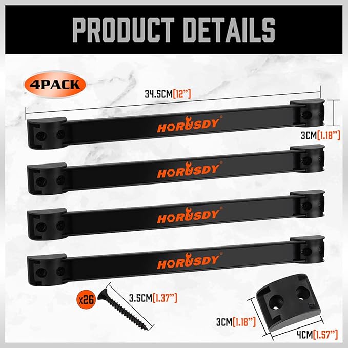 HORUSDY 12" Magnetic Tool Holder Strip, 4-Pack Tool Magnet Bar for Garage Organization, Shop Organization, Mounting Screws Included