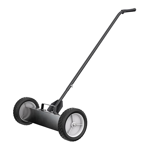 Master Magnetics Magnetic Sweeper with Wheels - Rolling Magnet Sweeper with Adjustable Handle - Powerful Magnetic Tool for Lawn and Shop Use - Pick Up Nails and Other Metal Debris - 18”
