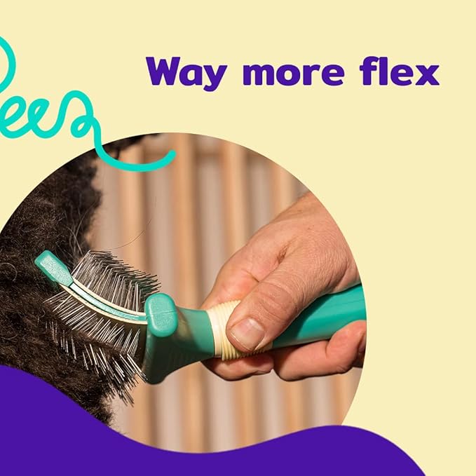 Jelly Pet Double Sided Slicker Brush, Longer Pin, Flexible Head, Fine/Coarse Sides, Removes Unwanted Tangles, Made in USA, Large, Teal