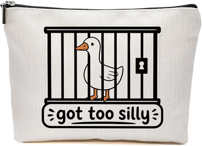 Funny Goose Makeup Bag, Goose Lovers Gifts Cosmetic Bag Makeup Pouch | Silly Geese Travel Toiletry Bags Got Too Silly Gifts for Women Girls Friend Bestie Sisters Christmas Birthday Graduation Gift