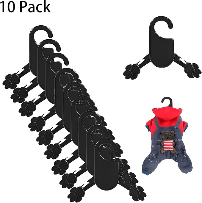 Pink Plastic Dog Puppy Pet Clothes Rack Hanger (S, Black)
