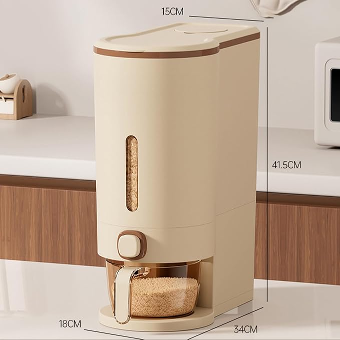 AYNEFY Brown Rice Dispenser, 22lb Sealing Rice Bin with Transparent Window, Detachable Food Storage Bins, Large Space Grain Dispenser Rice Bin for Kitchen