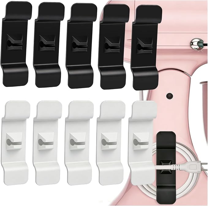 10PCS Cord Organizer for Appliances, Reusable Cord Keeper Wraps, Universal Appliance Cord Wrap Holder for Blender, Mixer, and Kitchen Accessories Storage(5 Black + 5 White)