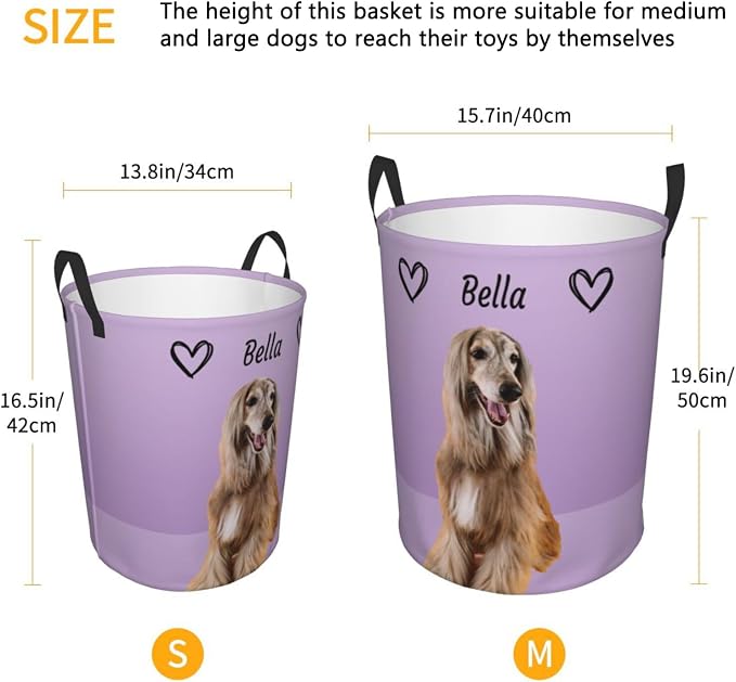 Personalized Large Dog Toy Storage Basket Bin Collapsible Custom Pet Stuff Box Chest Container for Living Room Organizer for Dog Toys,Dog Food,Blankets,Clothing (Lavender)