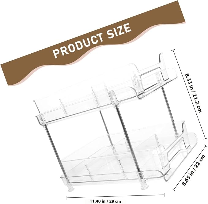 Ipetboom Double-layer Pull-out Storage Shelf Organizer for Kitchen and Bedroom, Made of Pet and Stainless Steel, Firm and Sturdy with Soft Feel, for Home Supplies and Bathroom Storage